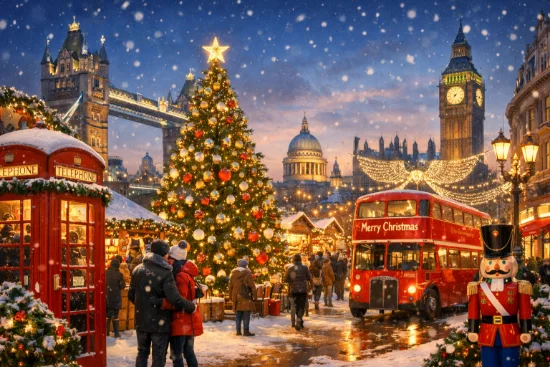 Londra natalizia sotto le luci brillanti